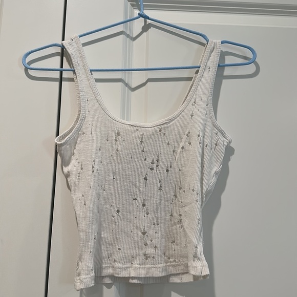 LF Stores Emma & Sam Star Patch Poor Boy Tank | White and Black | M - Picture 3 of 6